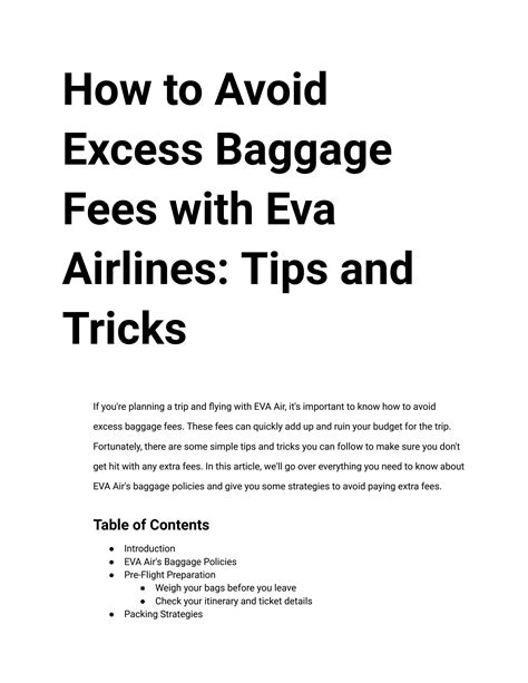 eva air additional baggage fee